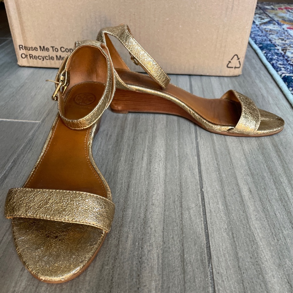 Tory Burch Gold Wedges
